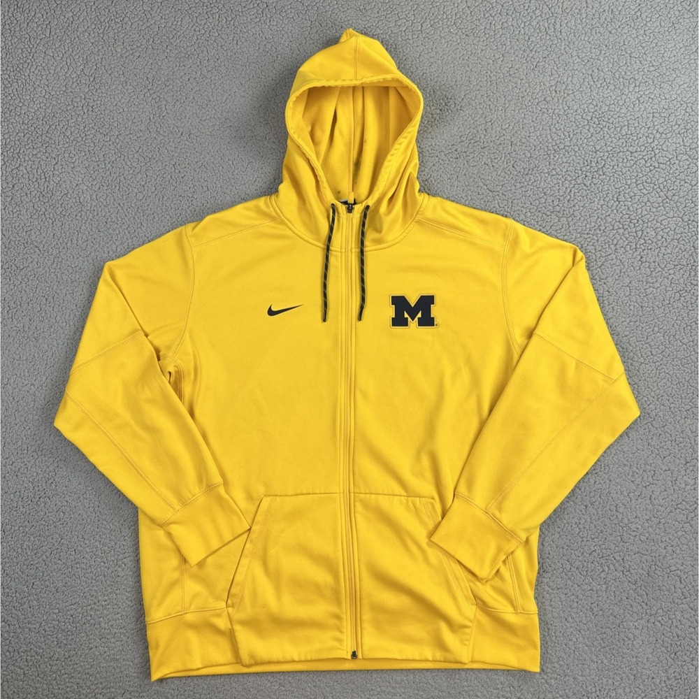 Nike Air Jordan Full Zip Hoodie Michigan Wolverines Men 2XL Maize Therma Fit